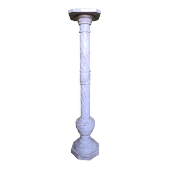 Octagonal column in white marble h95cm l+l20cm