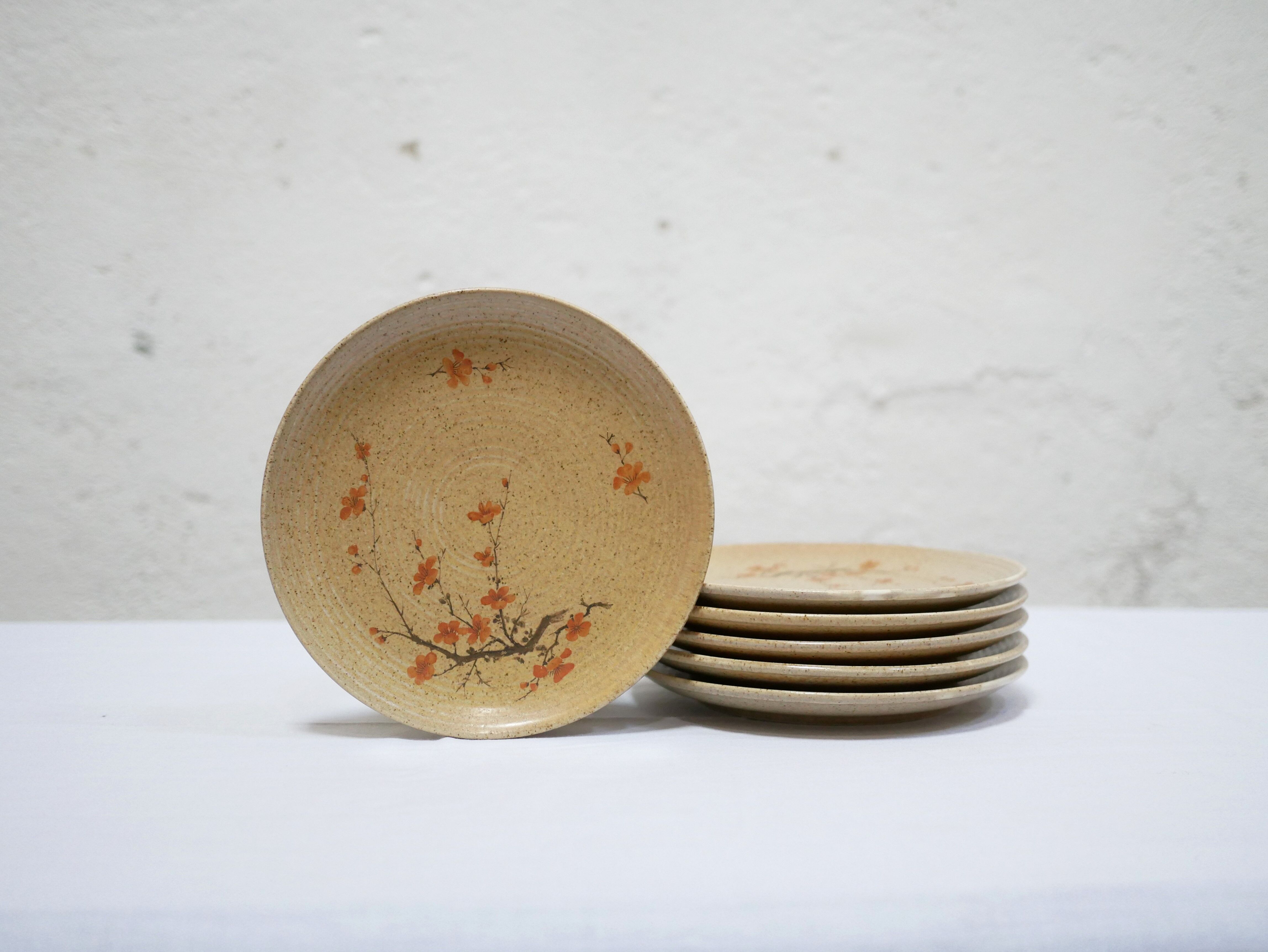 Set of 6 vintage porcelain dessert plates by Maison Revol, France