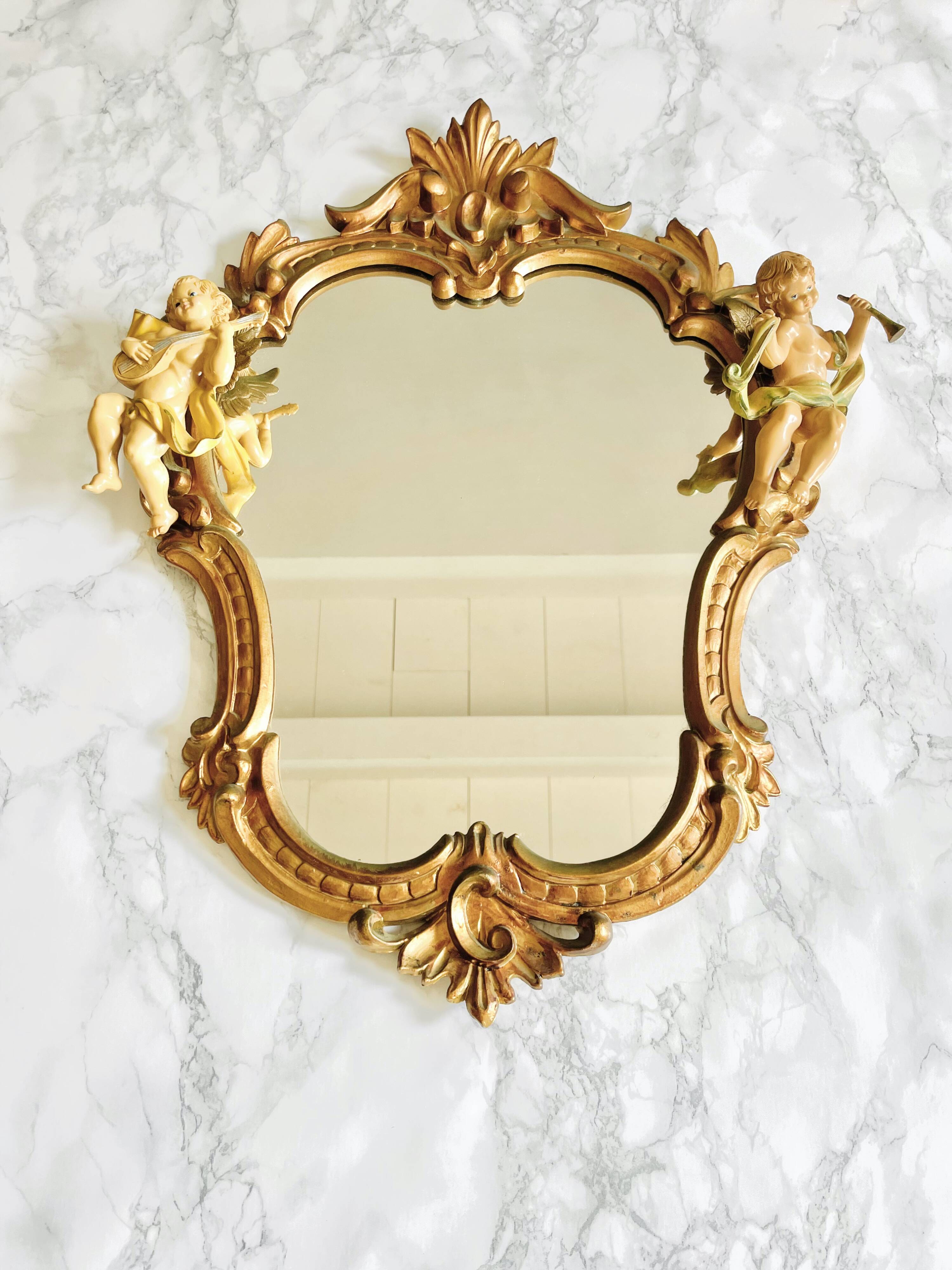 Miroir ancien anges musiciens style Victorien Baroque