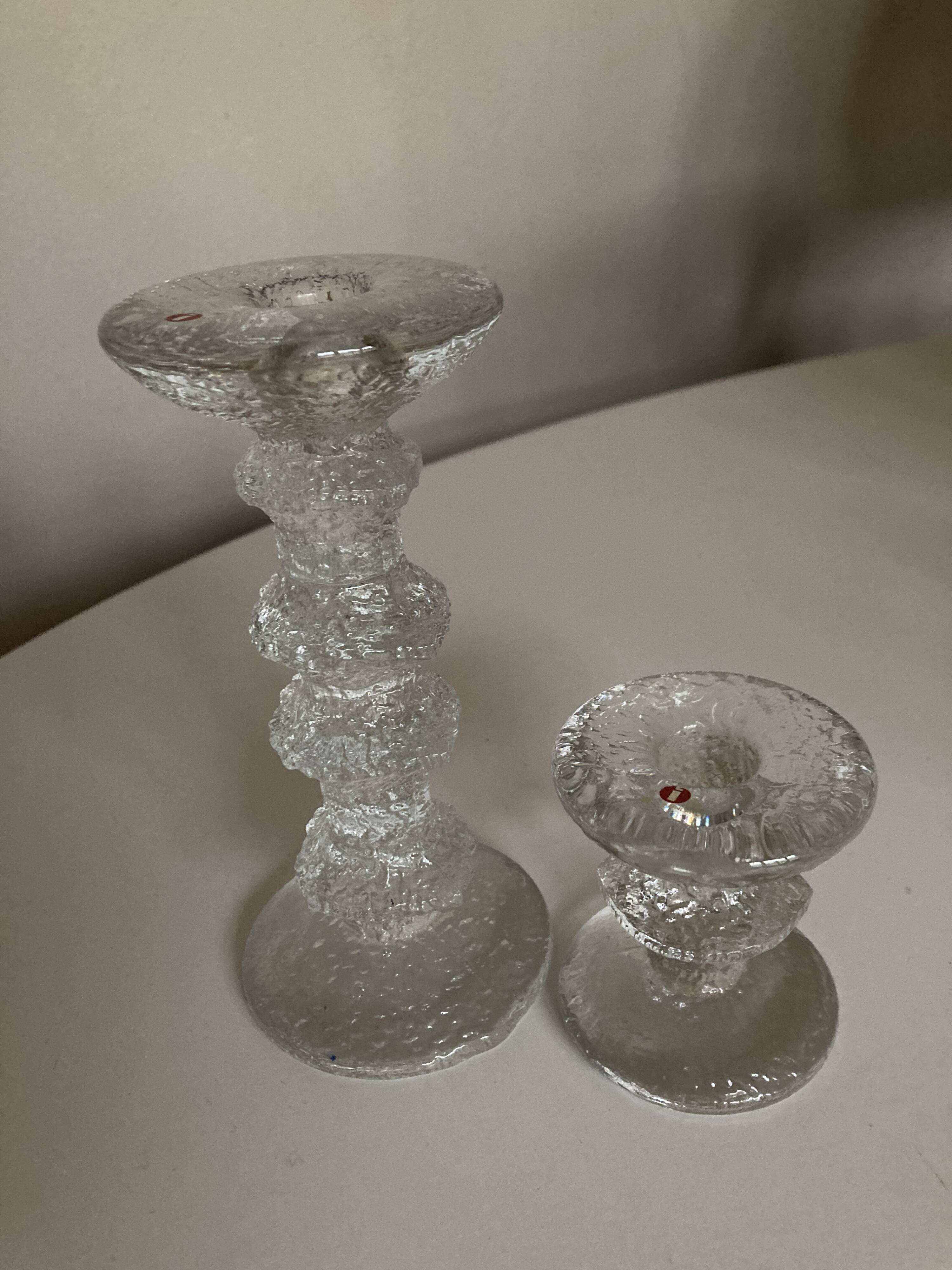 Pair of Festivo Timo Sarpaneva candlesticks 1972 for IIttala Finland