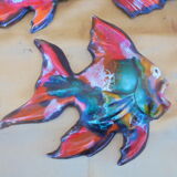 3 poissons en faïence de vallauris déco murale