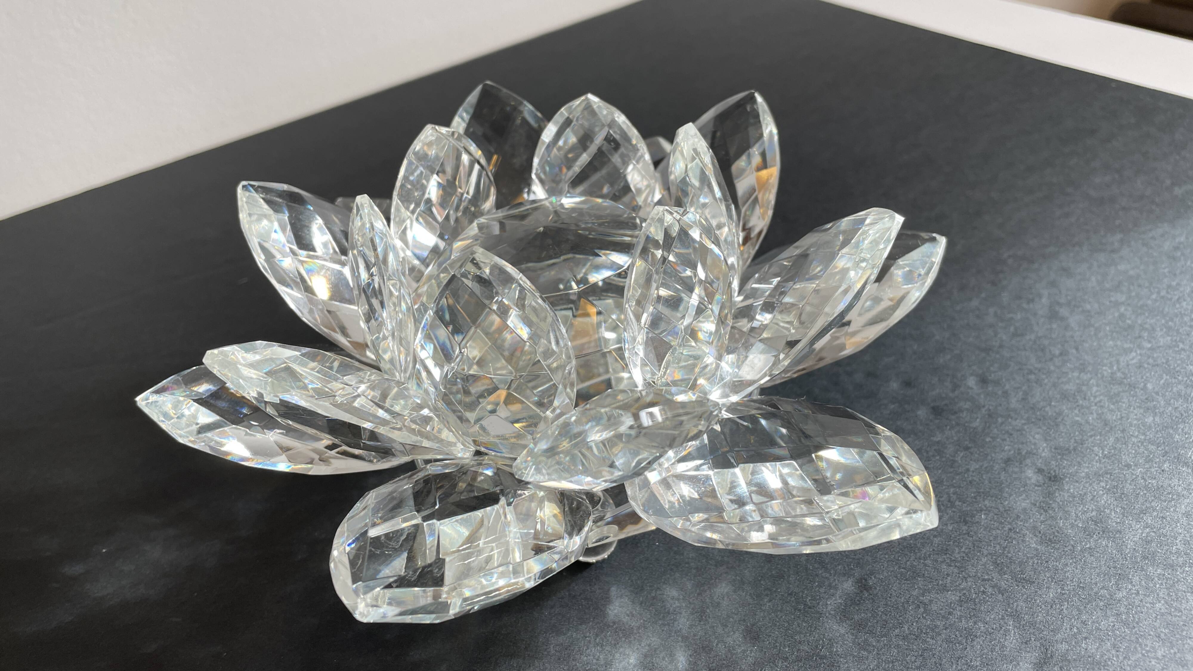 Crystal Flower Paperweight Sculpture
