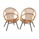 Paire de fauteuils coquille en rotin