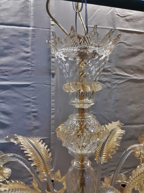superb great translucent Murano chandelier and gold, old,complete