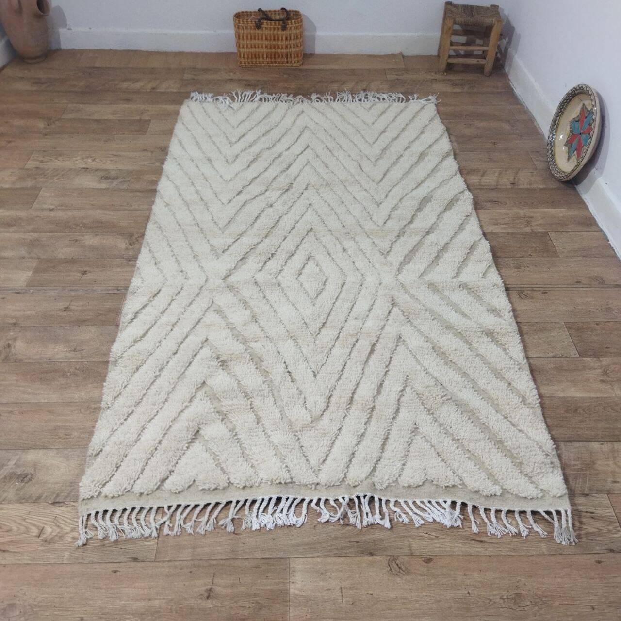 Handmade wool Berber rug 240x135 cm