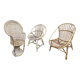 Set of 3 vintage rattan armchairs