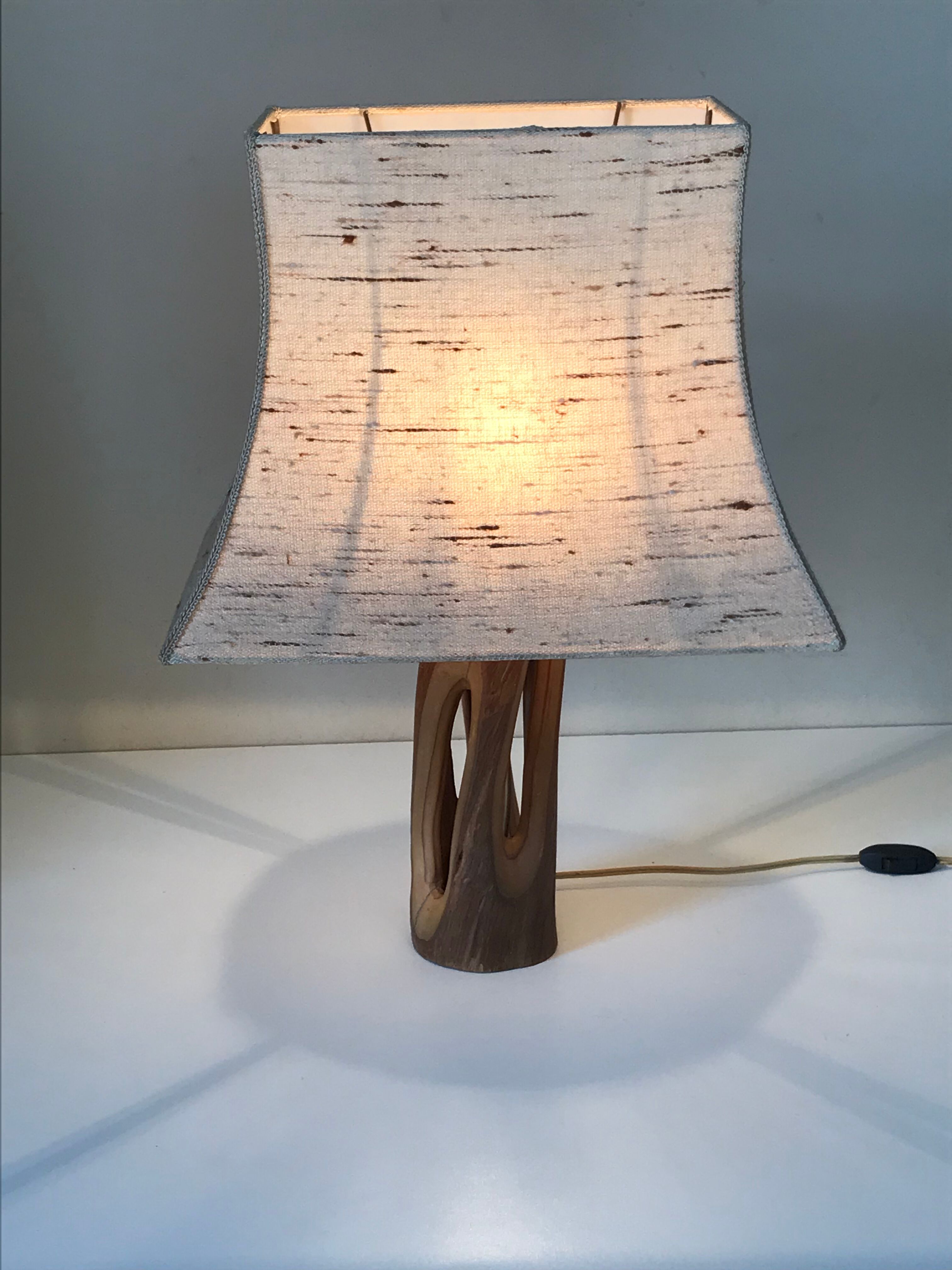 Vintage openwork wood lamp annees 60
