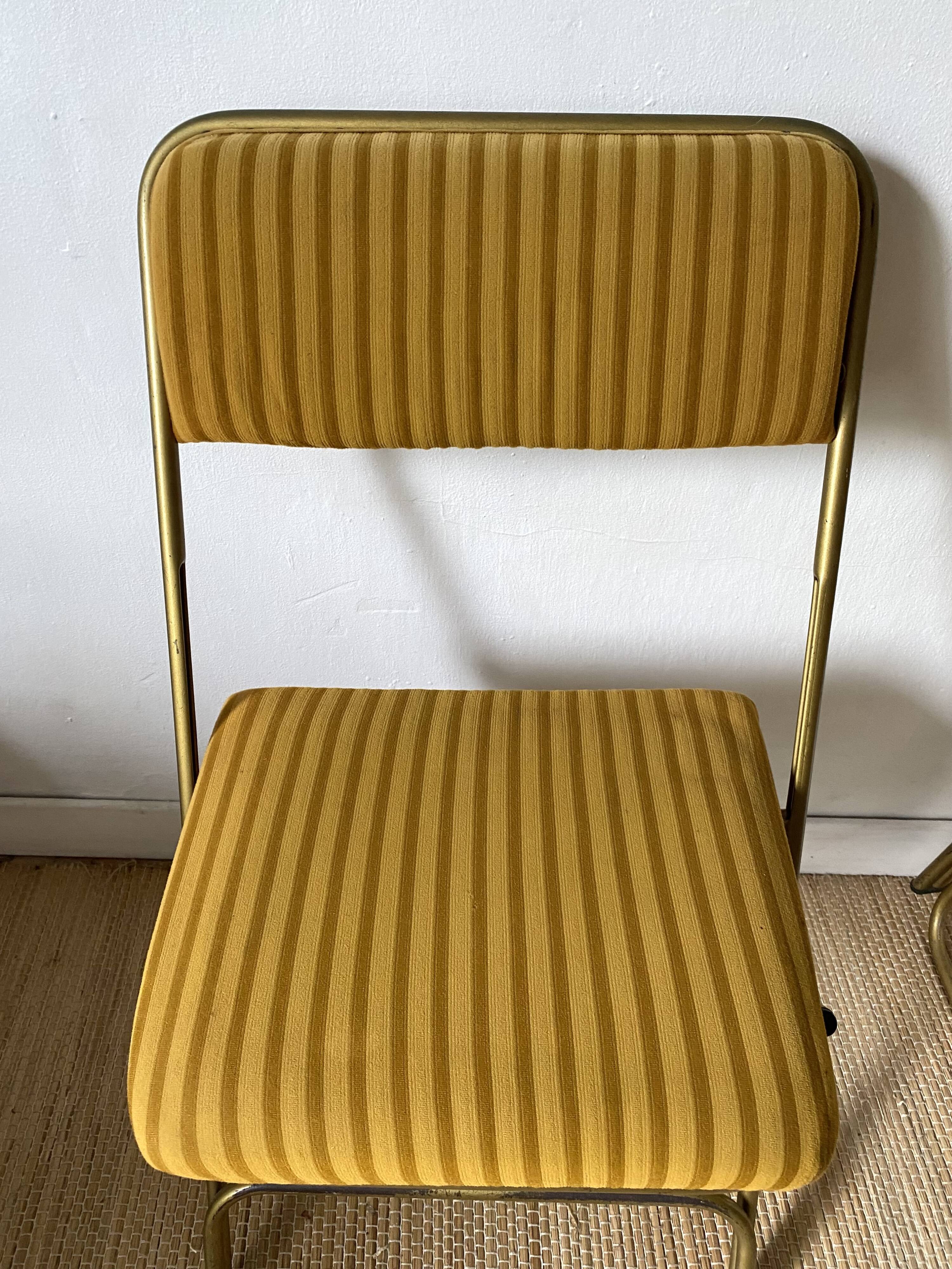 Lafuma folding chairs in velvet and gold metal