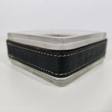bowl empty pockets in glass with saddle-stitched leather
