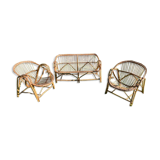 Ball rattan lounge consisting of a sofa and 2 armchairs