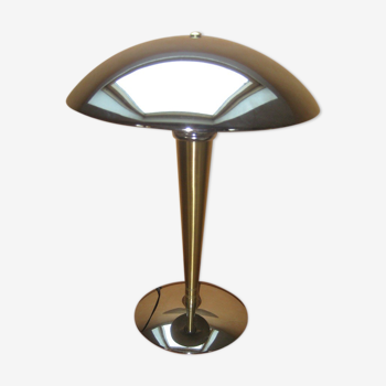 Antique mushroom lamp, chrome-plated steel and polished brass