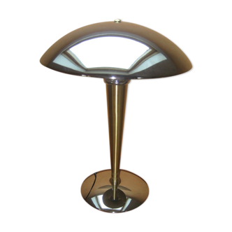 Antique mushroom lamp, chrome-plated steel and polished brass