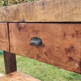 Old elm workbench, elm magnifying glass and oak. Renovated and pampered. 190cm.