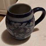 Vintage mug or tankard in Alsace blue enamel, numbered and signed Betschdorf