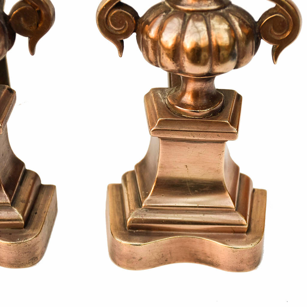 Pair of copper brass channel old fireplace accessory - Brocante Chic