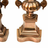 Paire de chenets laiton cuivré ancien accessoire de cheminée