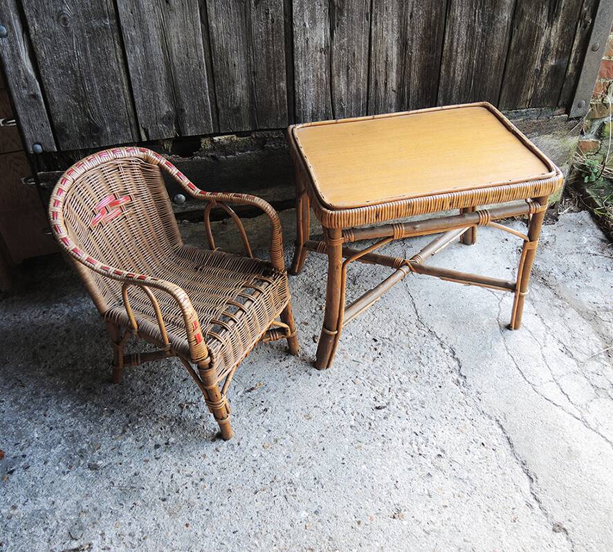 Old Armchair & Desk For Children