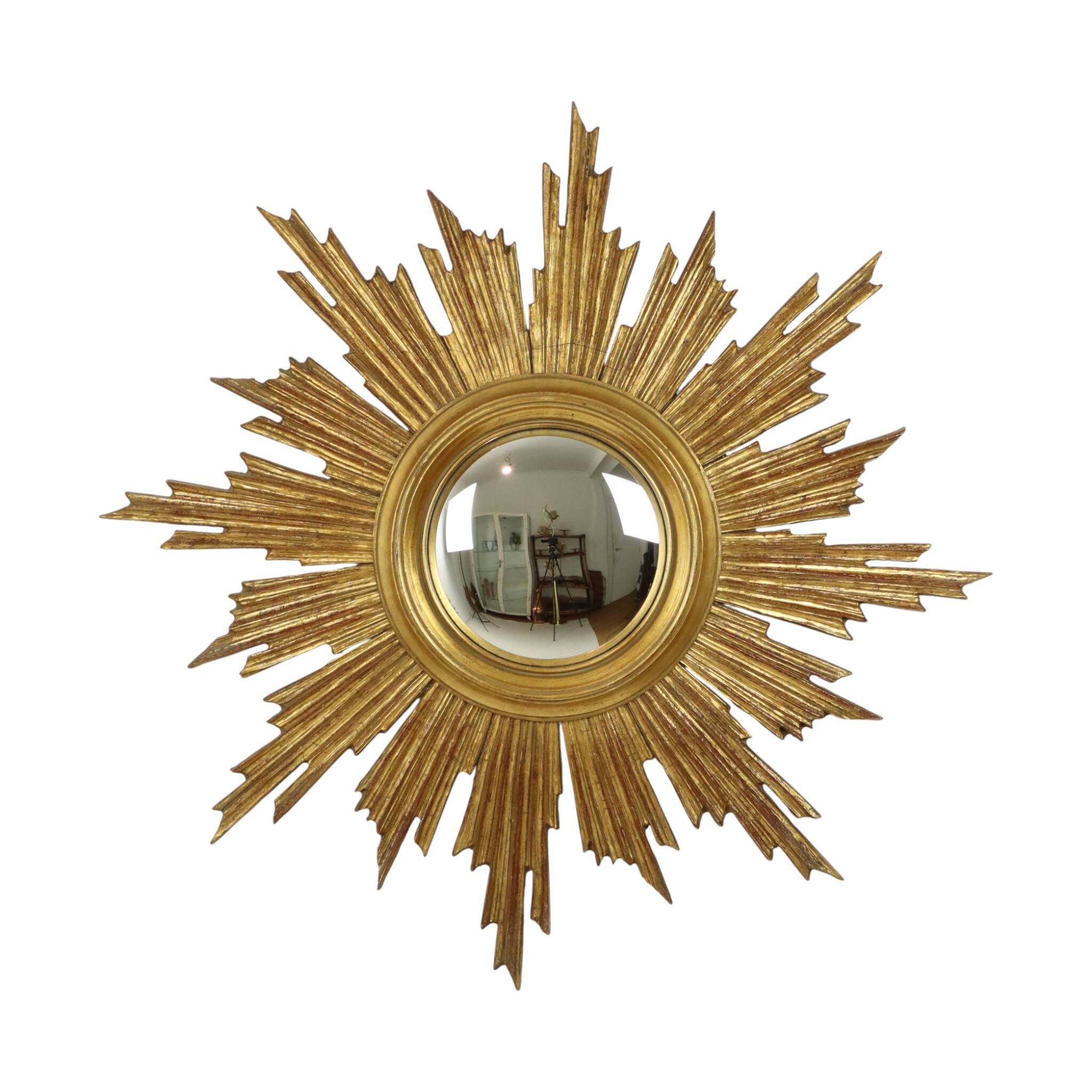 Large Deknudt Sunburst Gold Leaf Sun Mirror Sixties