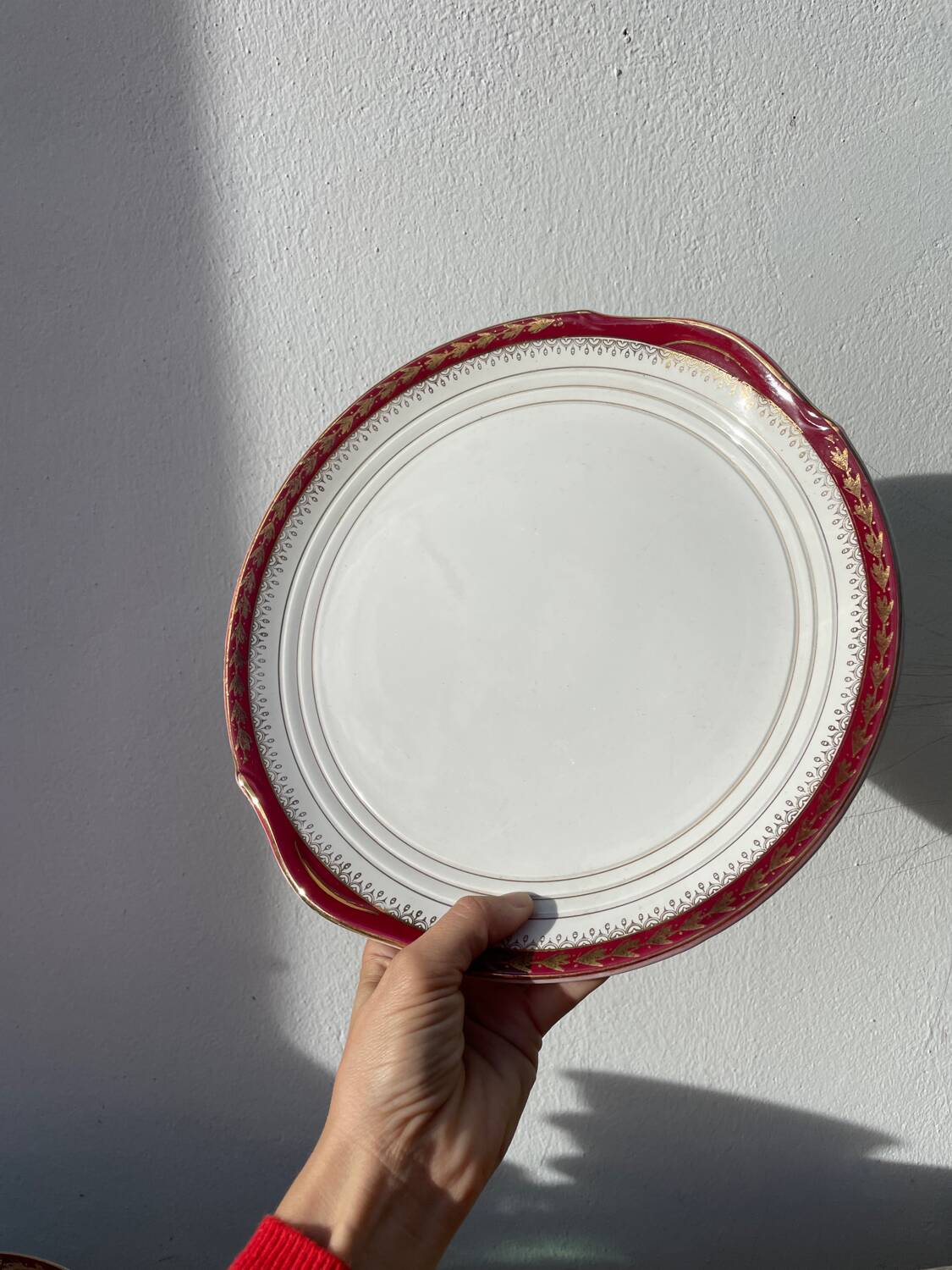 Saint Amand Empire style dessert plate service with 12 gold plates