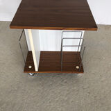 Turntable table / record storage on casters in formica from the 70s