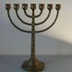 Old Jewish candlestick 7 branches menorah in brass and bronze 30 cm religion