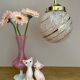 Vintage art deco globe pendant light in pink and gold Clichy glass