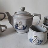 Stoneware tea set with swan decor – Hygge & Lagom spirit