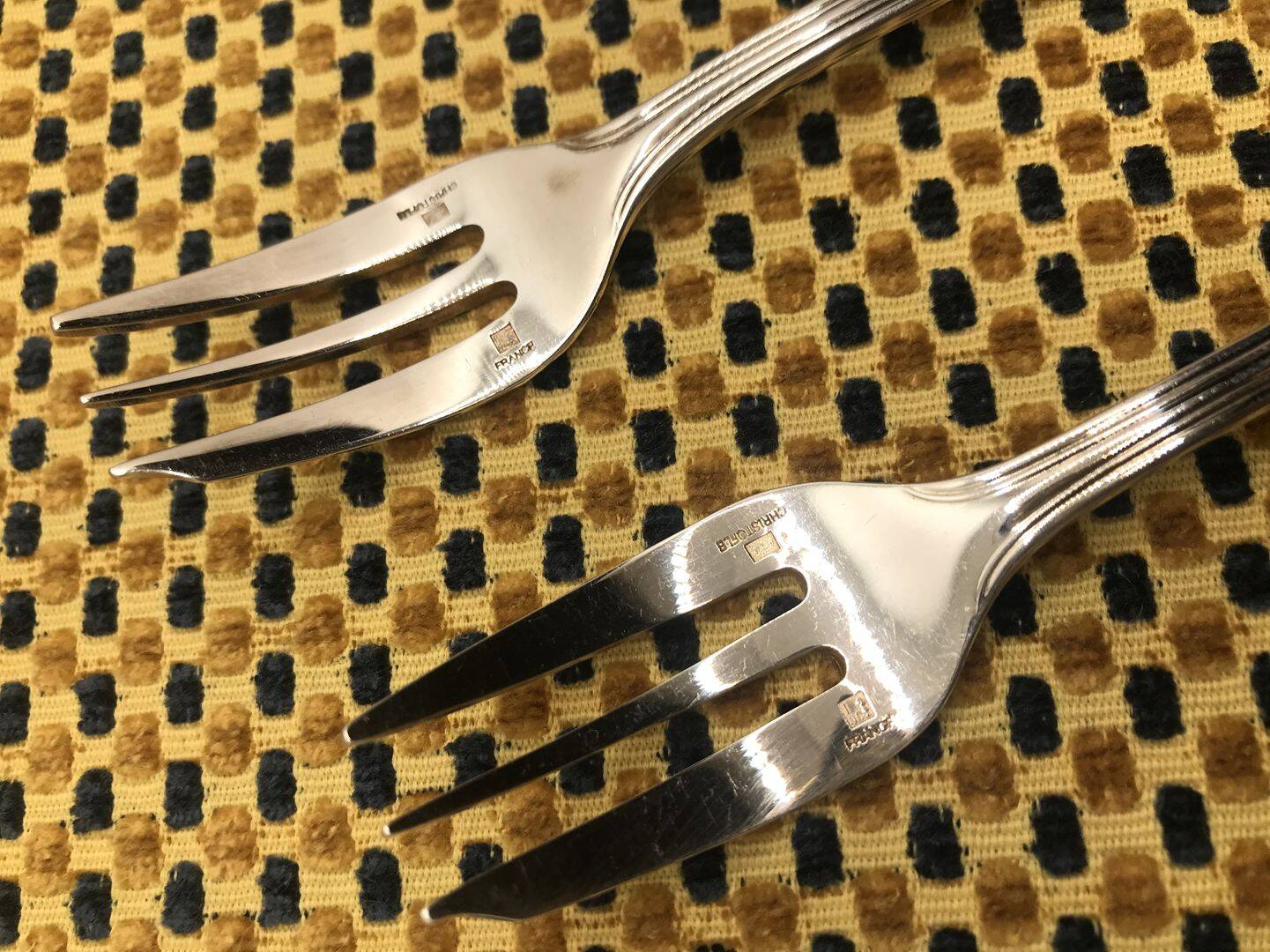Pair of Christofle silver-plated cake forks, Albi model