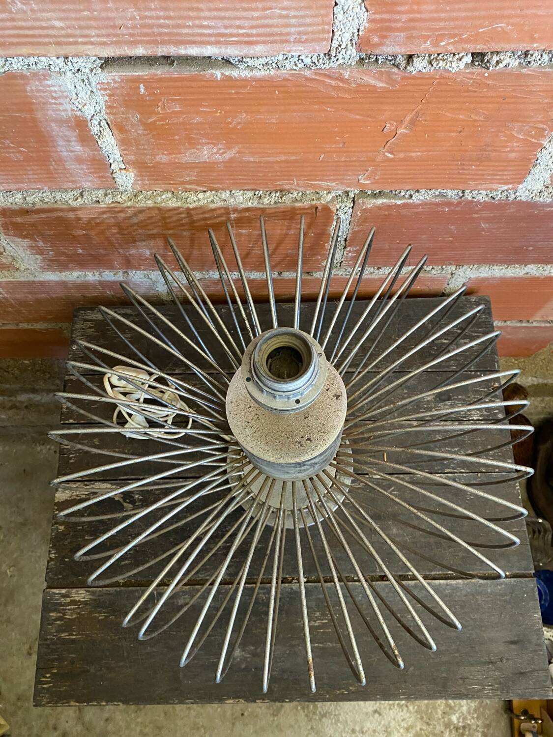 Chrome Metal Wire Space Age Lamp Base 1970s Vintage #D82