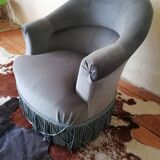 Chair toad blue fabric and fringe