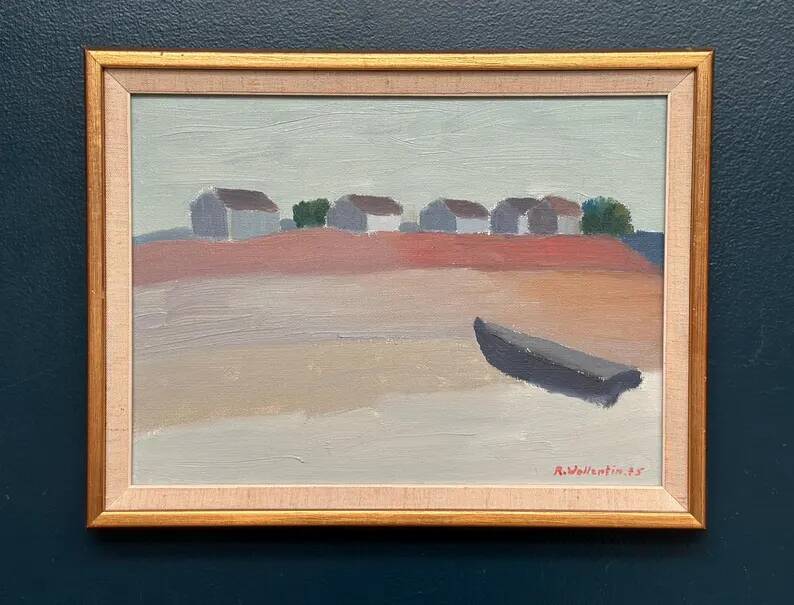 Original  Swedish Oil on Canvas – “Motif from Byxelkrok” by Raymond Wallentin – Signed & Dated 1975 – Vintage & Framed