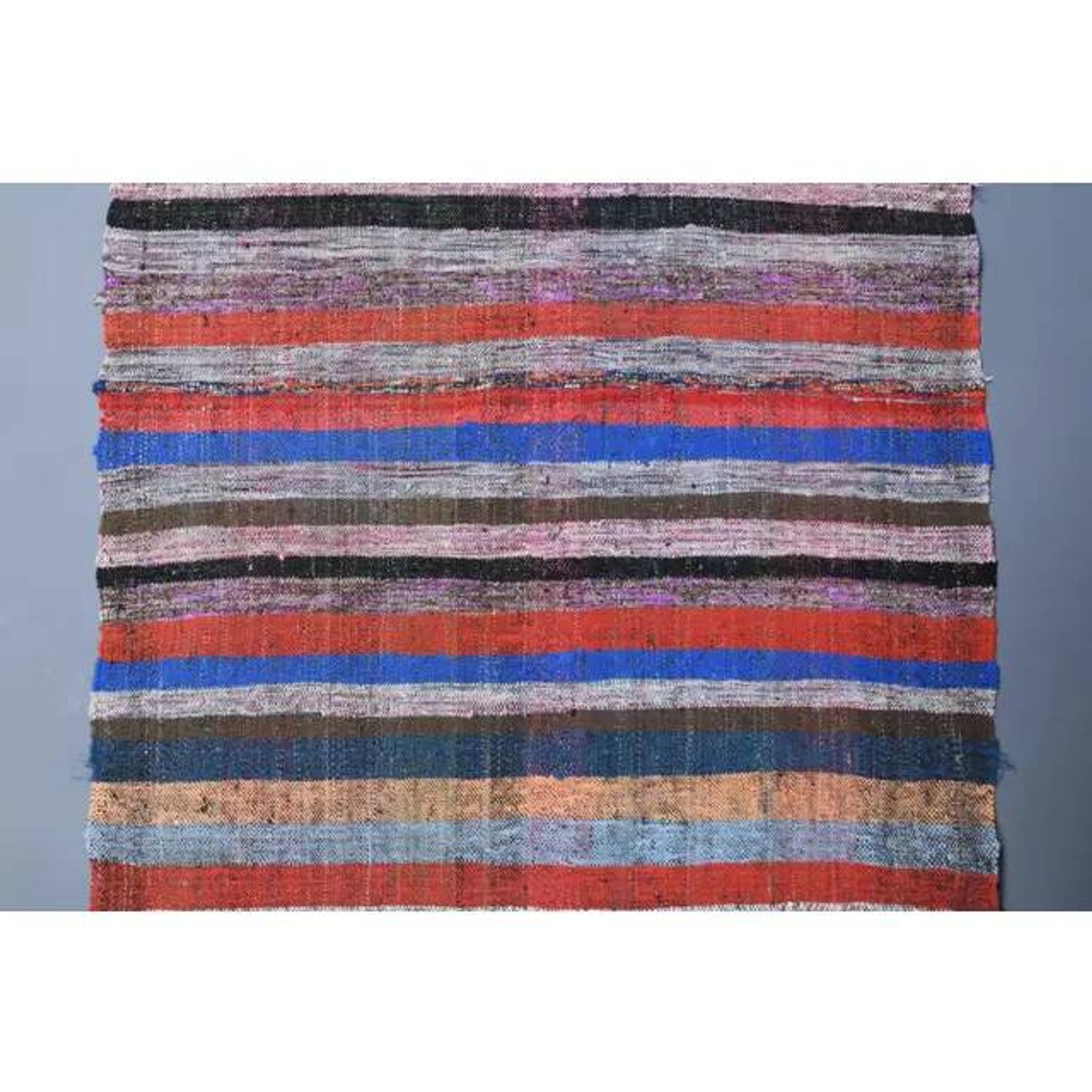 Vintage Turkish Hand-Knotted Wool Cotton Red Kilim Runner Rug 100x335