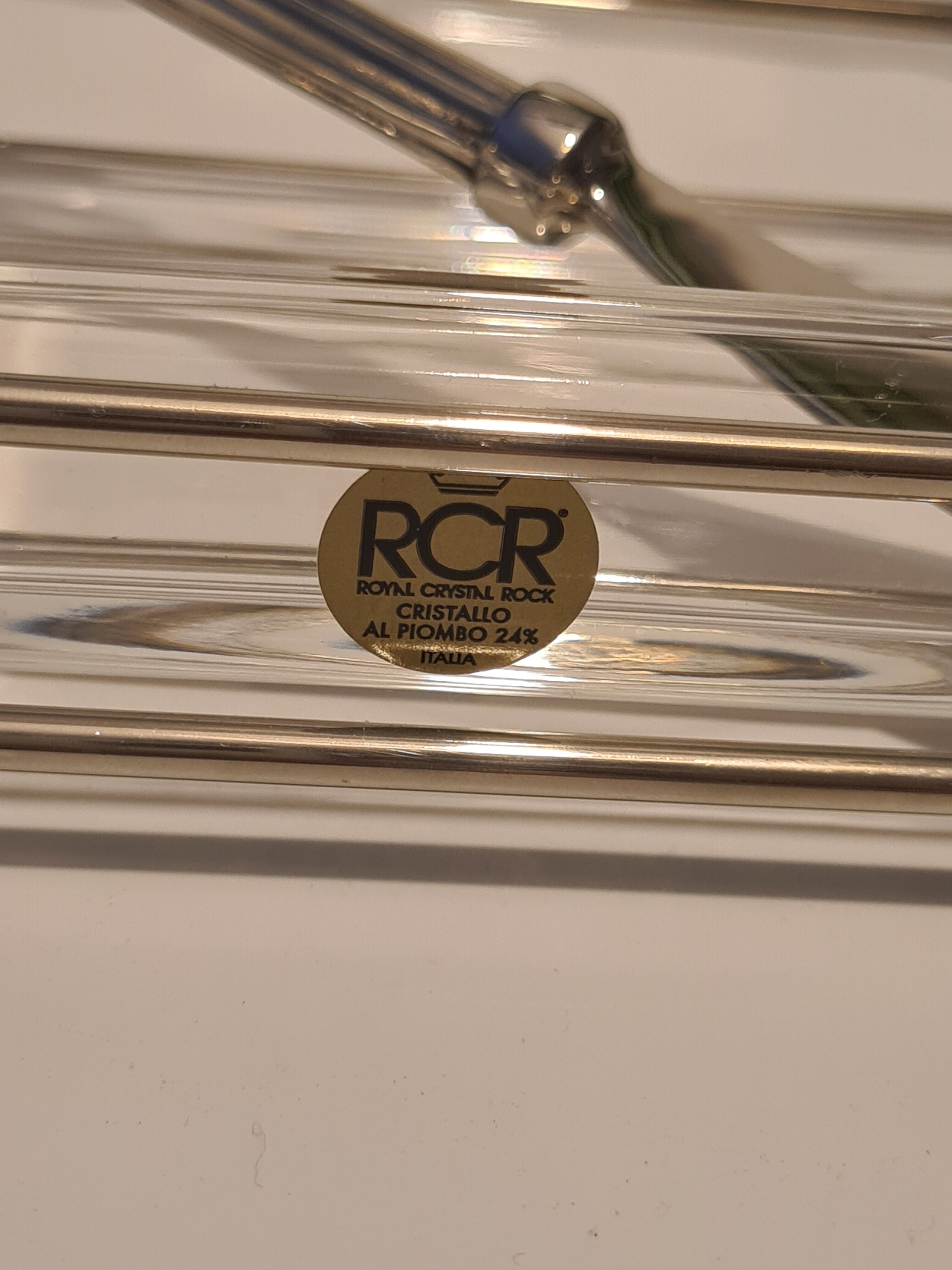Crystal butter and silver metal with butter knife