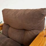 Vintage armchair – corduroy & pine