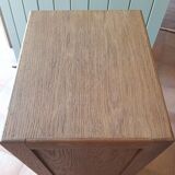 Solid oak filing cabinet with curtains