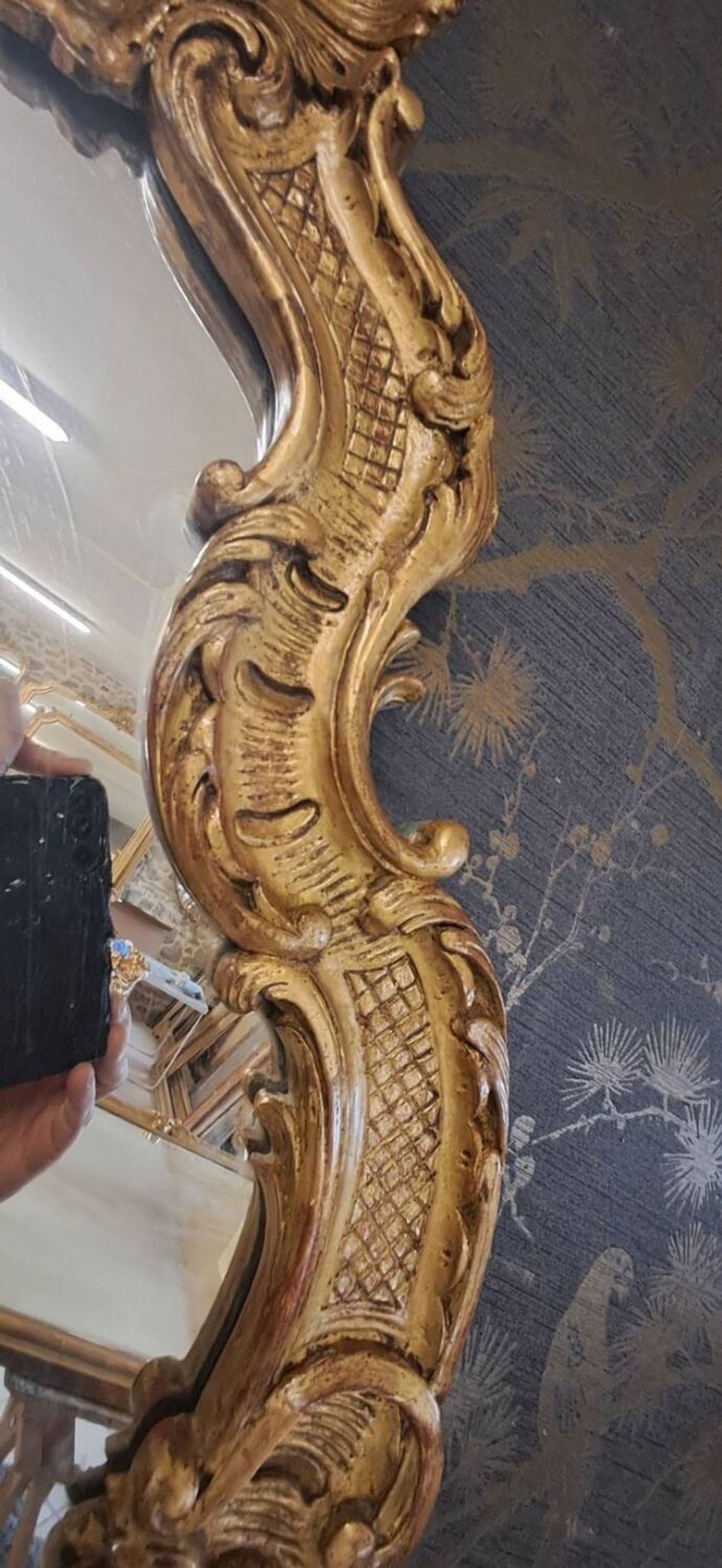 XX carved wood mirror 95 x 67