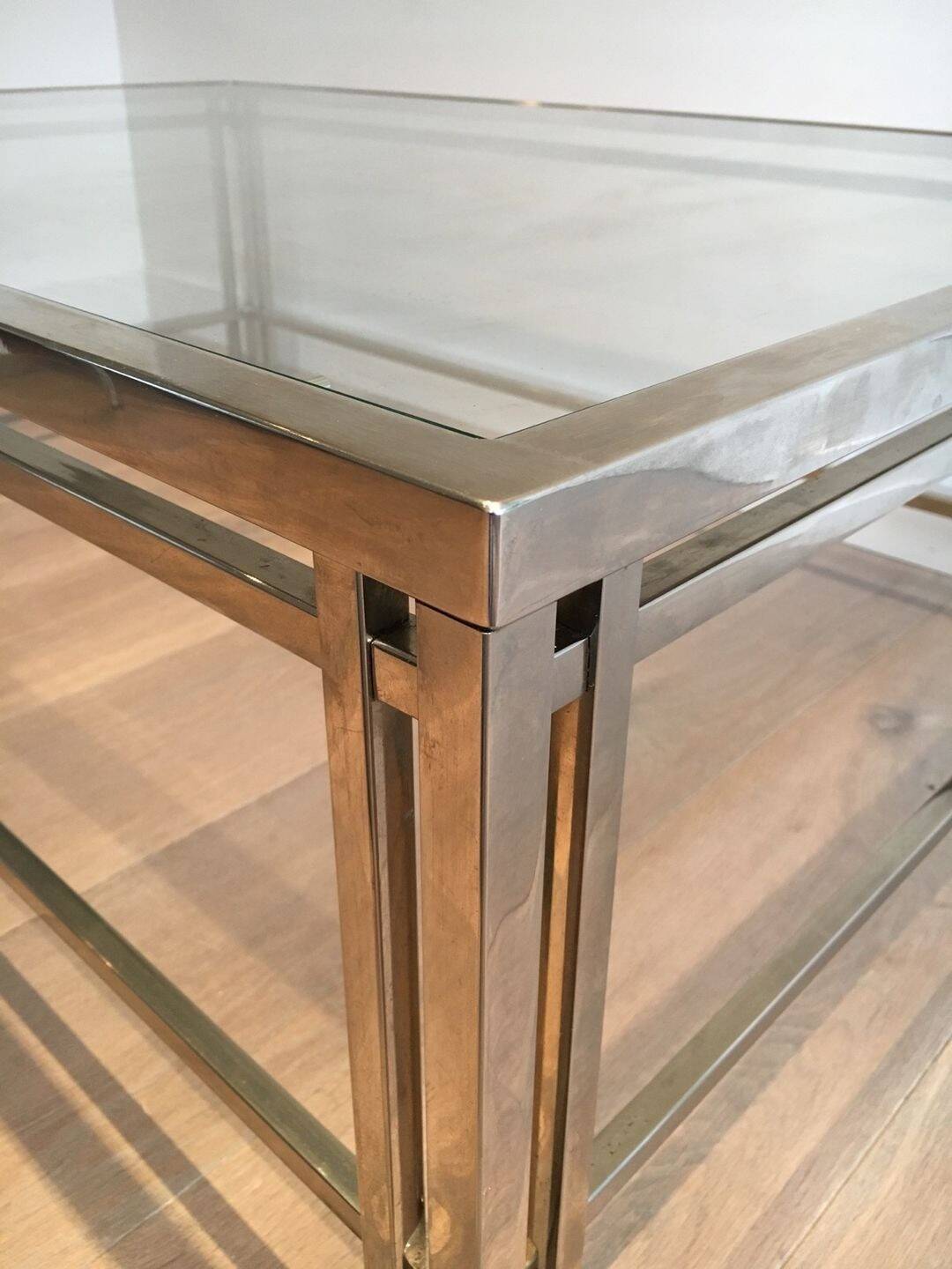 Modernist Chrome Coffee Table with Triple Legs, French Work circa 1970