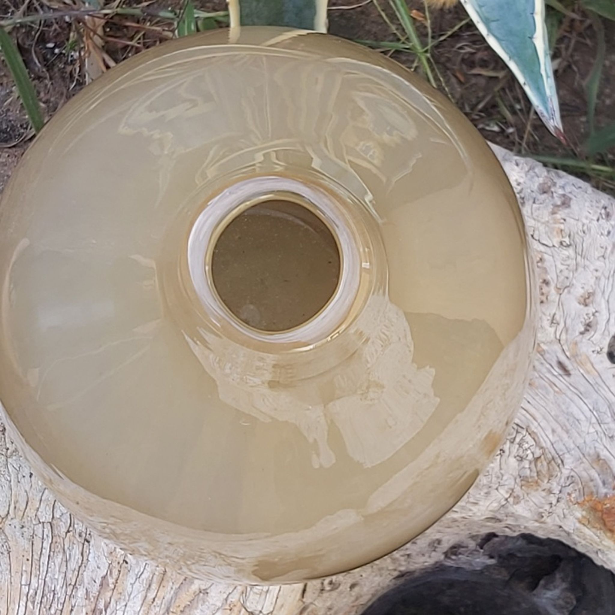 Murano vase in vintage cream brown glass 30 cm