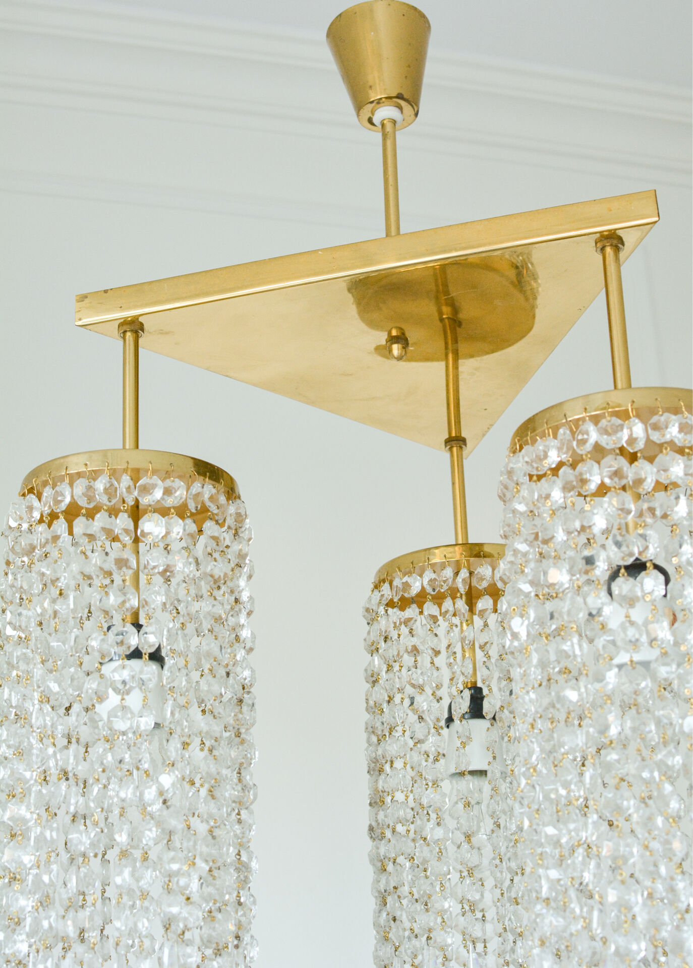 Vintage lustre from Jablonecké Sklárny in crystal and brass – Czechoslovakia