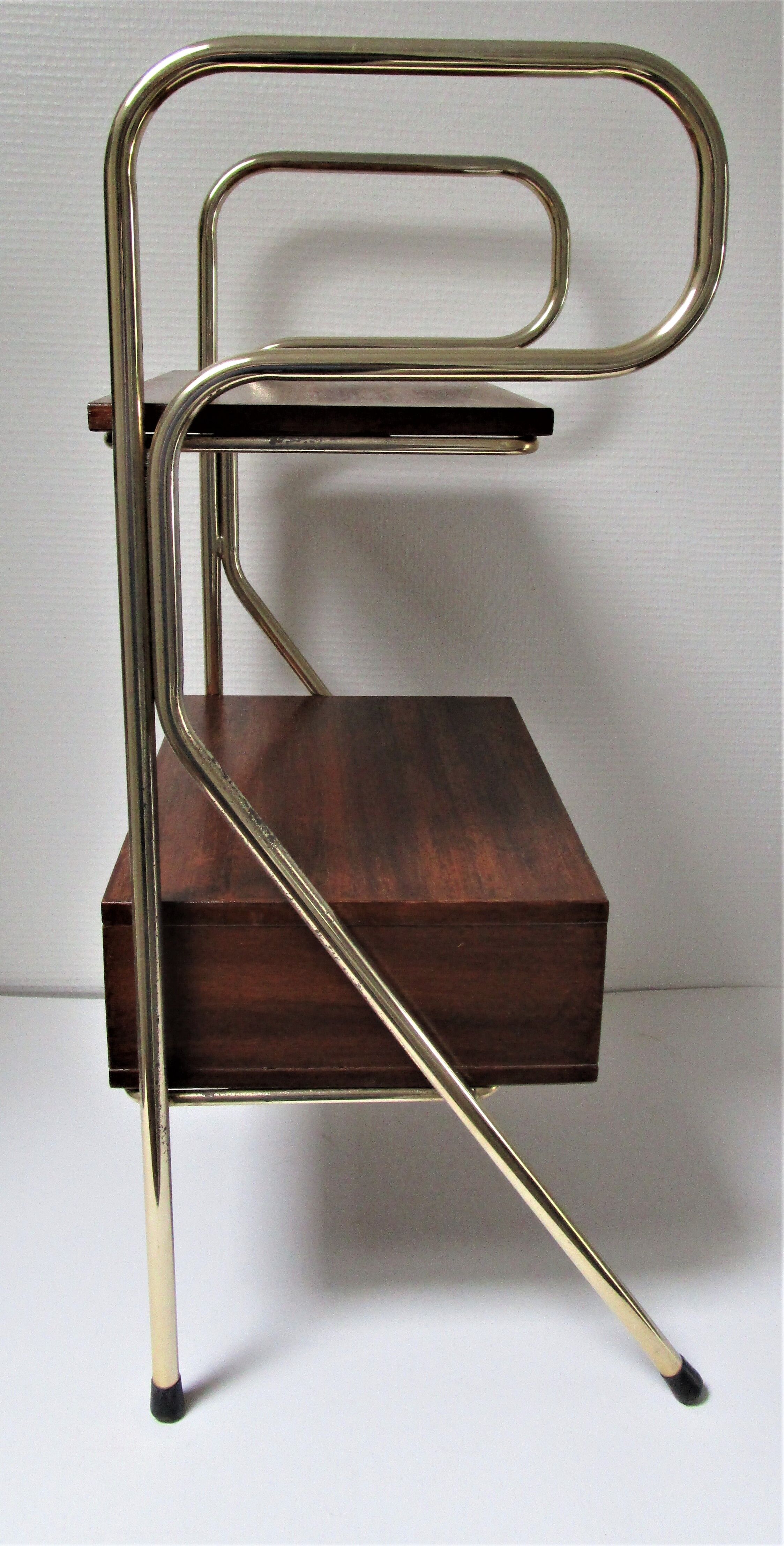 Bedside design in wood and gold metal 50s/60s