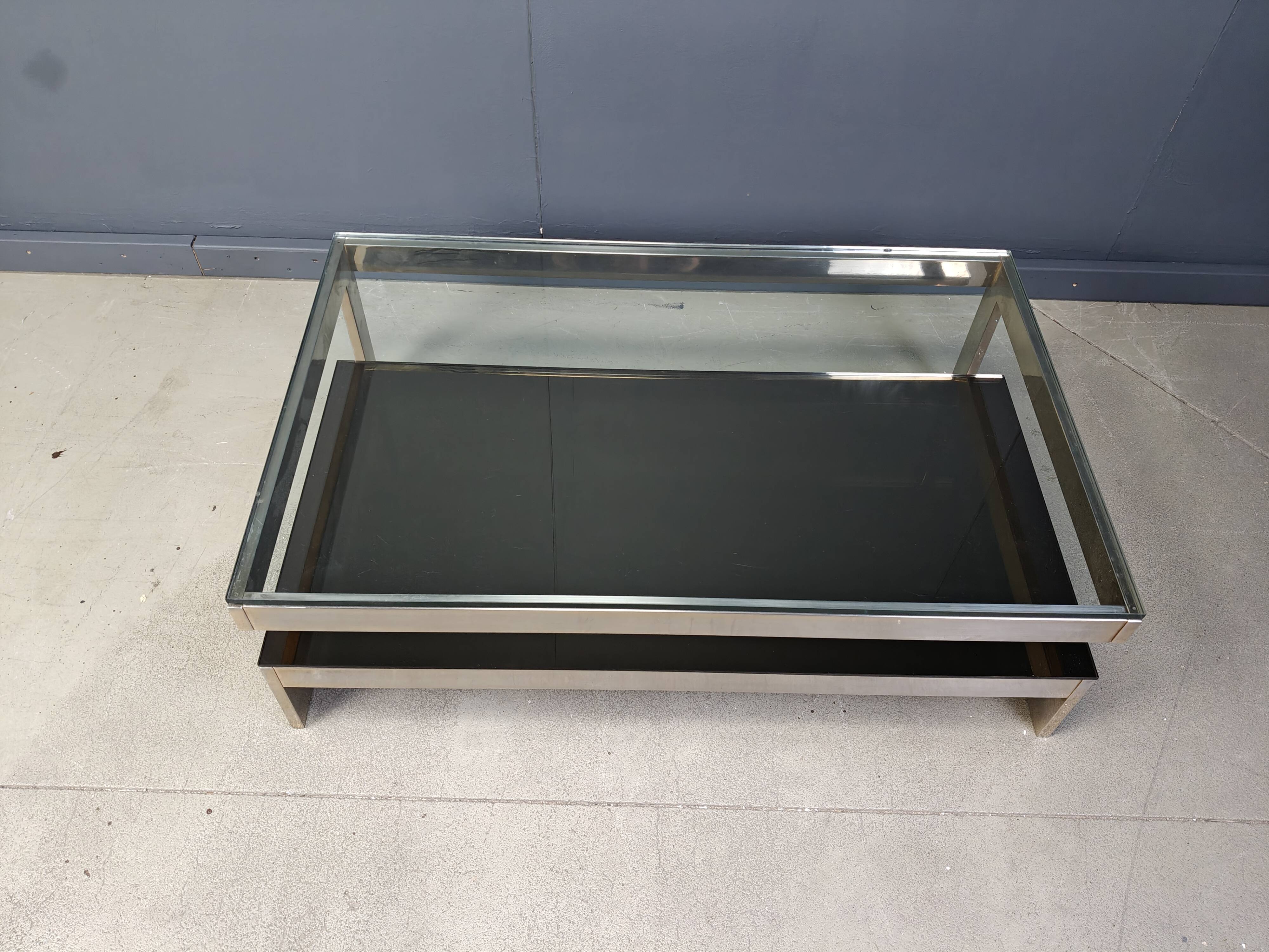 Vintage two tier belgochrom 23kt coffee table, 1970s