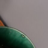 Emerald green glazed ceramic ribbed bowls