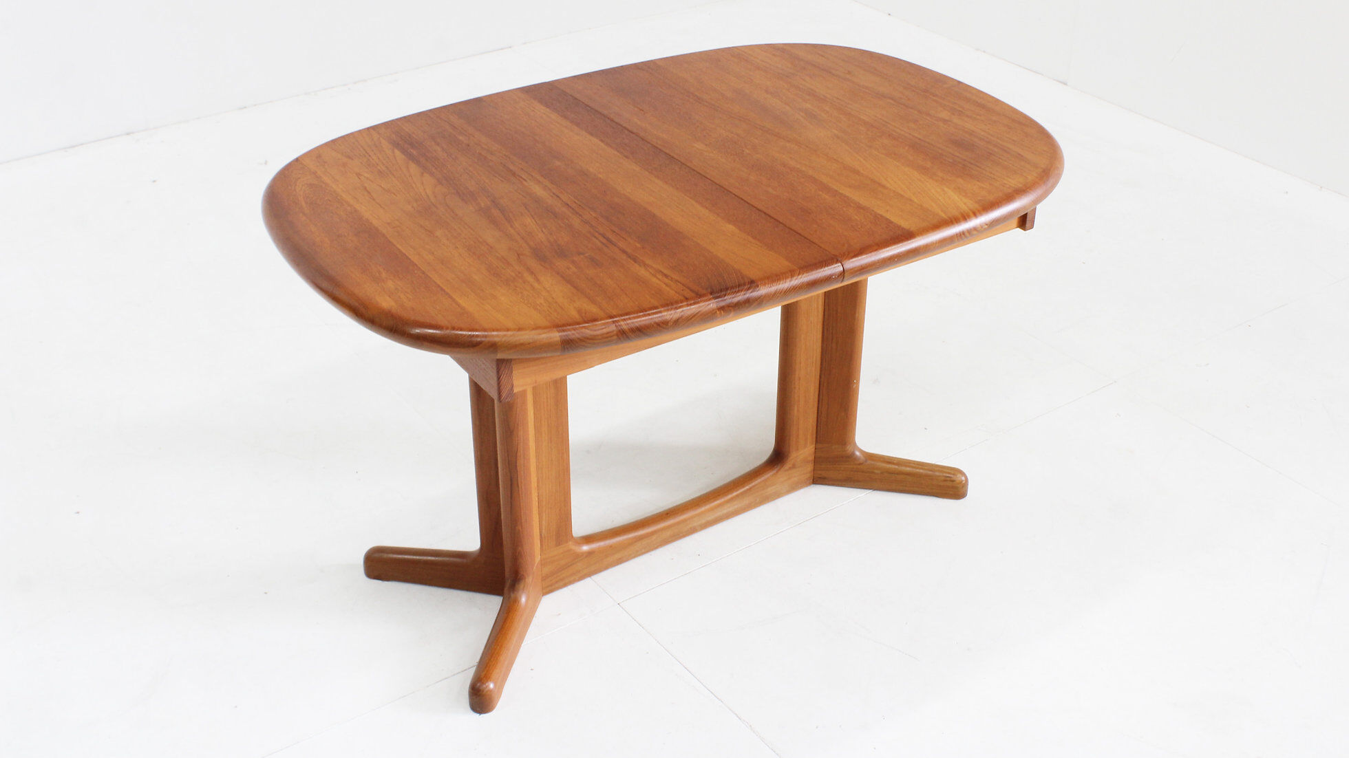 Vintage Danish oval extendable dining table solid teak