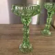 Pair of large Art Deco candlesticks / candle holders in moulded pressed glass.