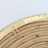 Round rattan and brass bowl, Italy 1970s, Gabriella Crespi style