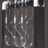 Italian Design Coat rack with white marble base and chrome uprights, 1970