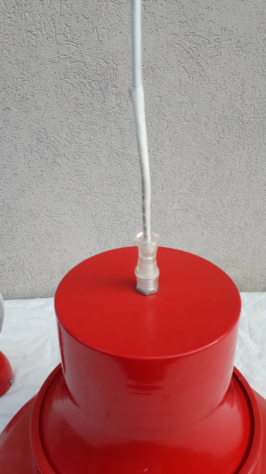 Red metal pendant light
