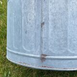 Round planter basin in vintage zinc
