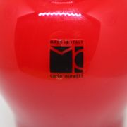 Red Murano glass vase in white shirt ( incamiciato ) , Made in Italy Moretti