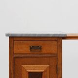 Rare pair of Art Nouveau nightstands with copper plaquette by Geo Verbanck,